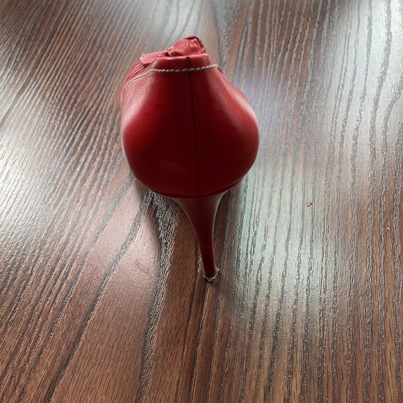 Bright Red Prada Peep-Toe Heels - Picture 3 of 9
